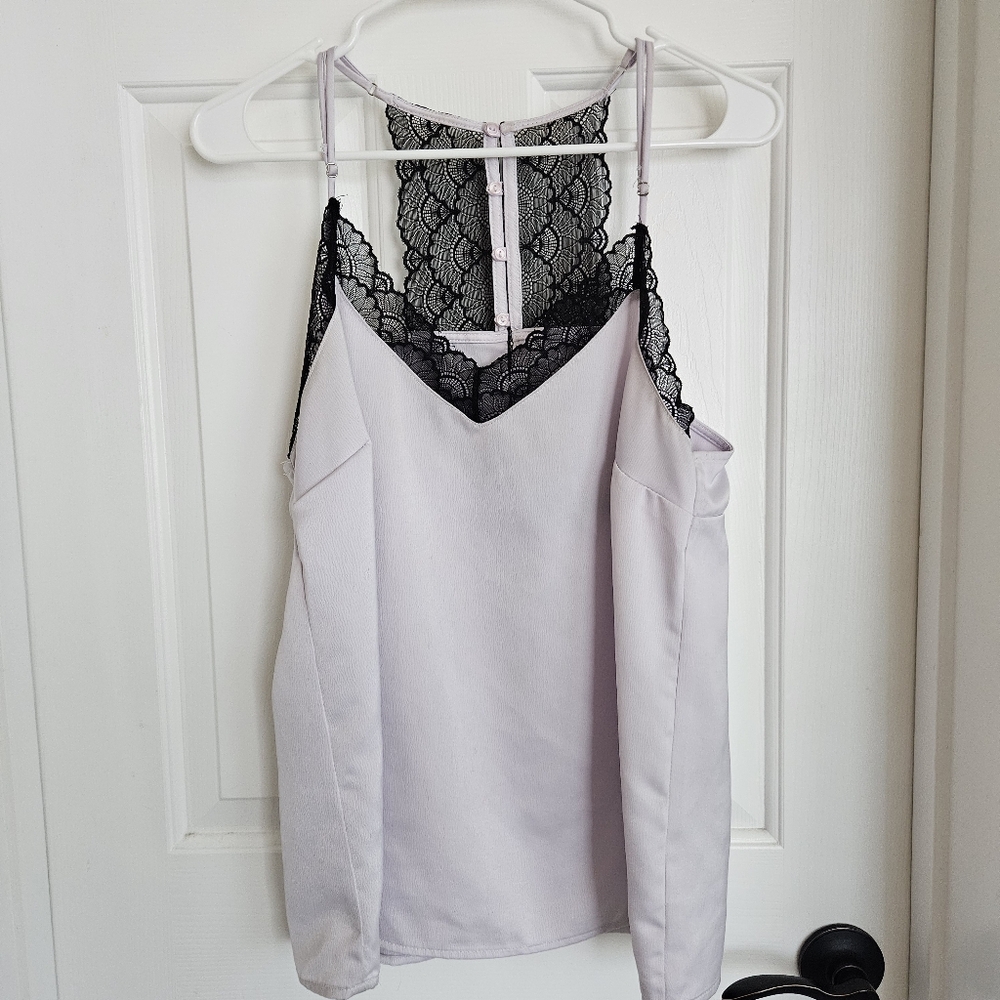 Gibson Lavender Lace Back Cami Tank Top | Size M